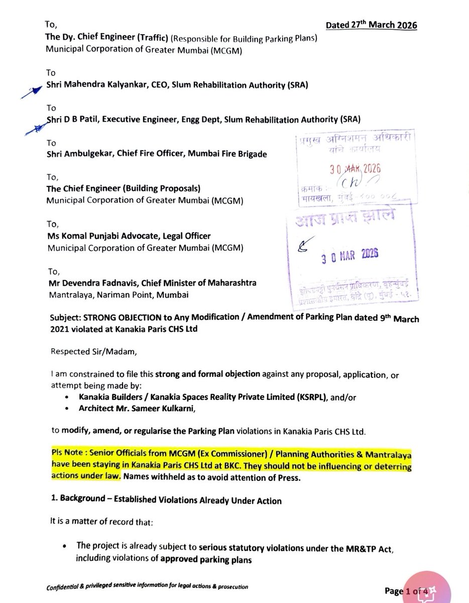 Puneet_Asia's tweet photo. How can SRA even think of REGULARISATION of illegal modification to Parking, despite MR&amp;TP ACTION initiated by SRA itself ? Whose chamatkaar is this ?? @srabrihanmumbai @AshwiniBhide @MCGMConstPermit @mybmc @CMOMaharashtra @mieknathshinde @NCPspeaks @KiritSomaiya @srabrihanmumbai https://t.co/yPHq3RSUFw