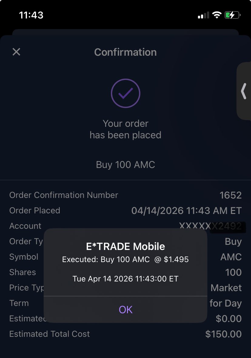 S58188Domonick's tweet photo. Another day another buy-100 every day goes a long way-500 a week/around 2k a month x millions of apes 🦍 is a couple floats a week of new synthetics created/ AMC revenue rippin faces off- salud apes 🦍 MOASS closer than ever- tip your AMC staff- we are all in this battle together https://t.co/cuLym0YX8M