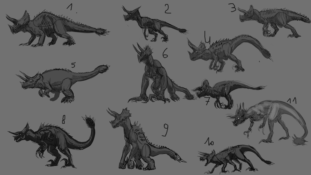 vankev's tweet photo. The Ultimasaurus concepts have been voted on.
Phase 2: We're reworking some details just to show the morphology.
Which of these poses do you prefer? Just one number is enough.
#Ultimasaurus #jurassicparkchaoseffect https://t.co/9pCCbW9BdK