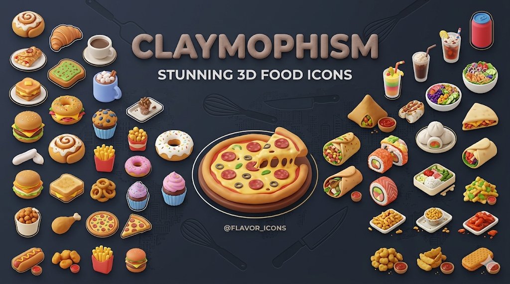 19design97's tweet image. Clean. Matte. Modern. 😍 Our 3D food icons leverage the popular "claymorphism" aesthetic. Keep your designs on-trend and engaging. 💎 

👉 shop.akvioo.com 

#DesignTrends #UIAsthetics #ProductDesign