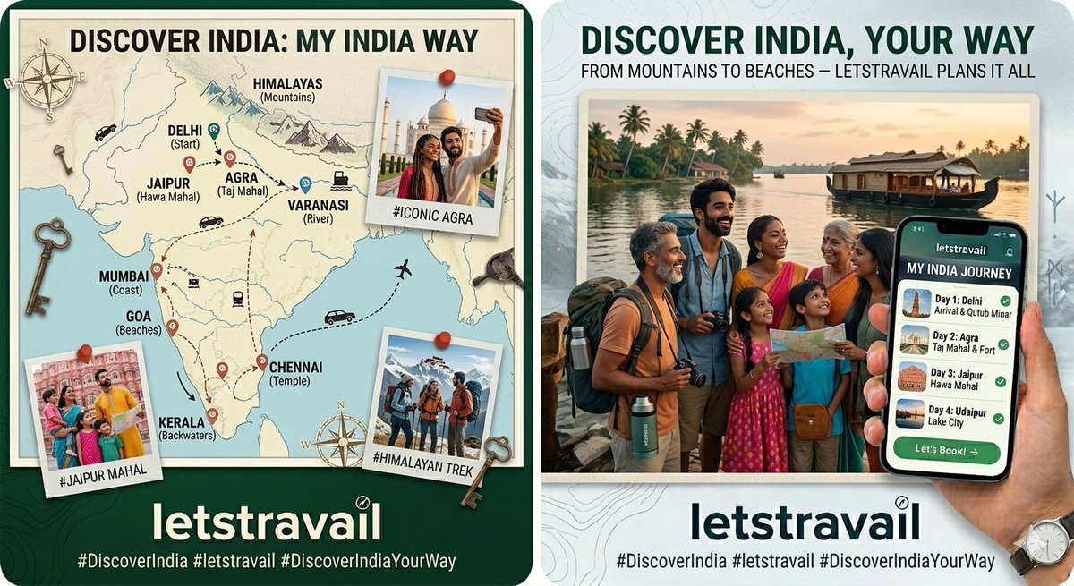 LetsTravail's tweet photo. Uncover the breathtaking beauty of India, your way. From the snow-capped mountains of the Himalayas to the sunny beaches of Goa and the vibrant cities in between, letstravail has everything planned for your next great adventure. ✈️🌴🏨

https://t.co/u4WnPIJ0PP

#DiscoverIndia https://t.co/qngTUPws0u