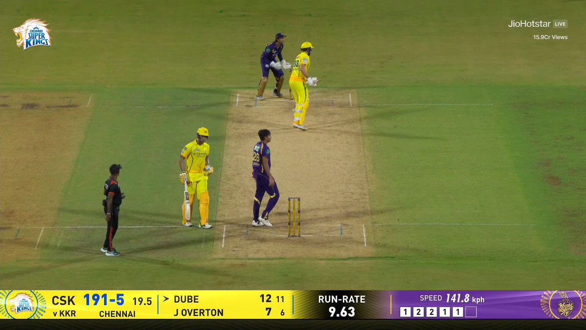 CSK POST 192/5 AGAINST KKR. 

- An excellent last over by Kartik Tyagi.