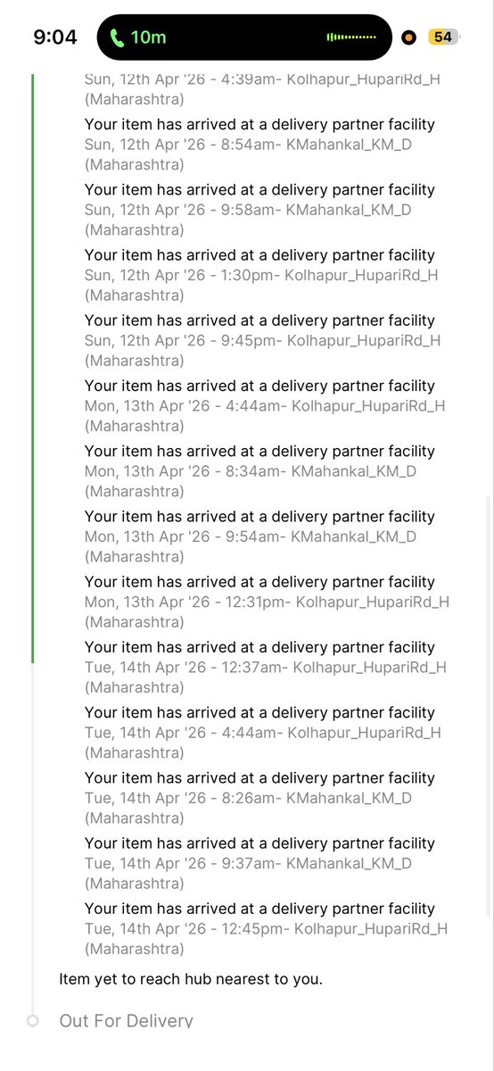 VaibhavCsm's tweet photo. @Flipkart  @delhivery 
My Flipkart package is on a world tour between Kolhapur and KMahankal 😂
Bro has more travel history than me at this point.
#logistic  #flipkart #delhivery https://t.co/FEELBd3h9Q