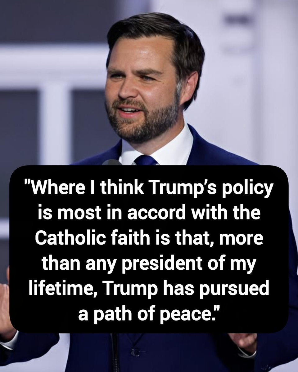 DavidJHarrisJr's tweet photo. Vance: "Where I think Trump’s policy is most in accord with the Catholic faith is that, more than any president of my lifetime, Trump has pursued a path of peace."

Thoughts? https://t.co/jso2N2x3UC