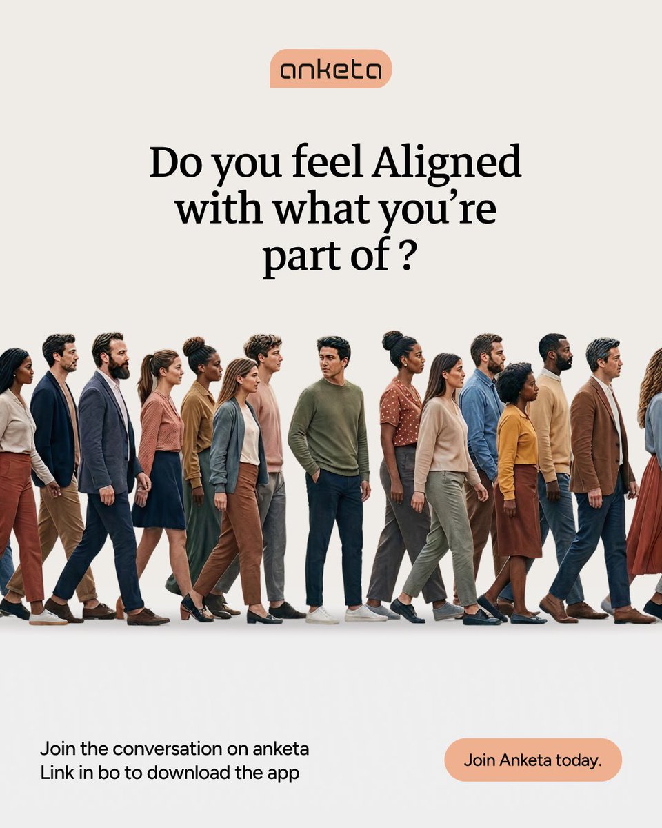 anketasocial's tweet image. Real communities are built through alignment, shared direction, and clarity to hold people together. 

Do you feel aligned with what you’re part of?

Join the conversation on Anketa.  Link in bio to download the app #polling #yourvoicematters #anketa #realtimeinsights