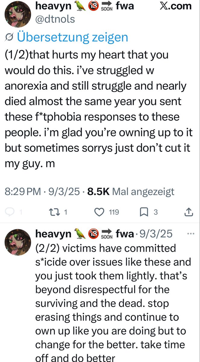 dtnols's tweet image. this guy is very insincere and blocked anyone who addressed his public “apology” towards his f*tphobia comments as insincere. what happened at lvfc doesn’t surprise me. he knows exactly what he’s doing and it’s just plain not “funny”. 

this type of behavior is disrespectful