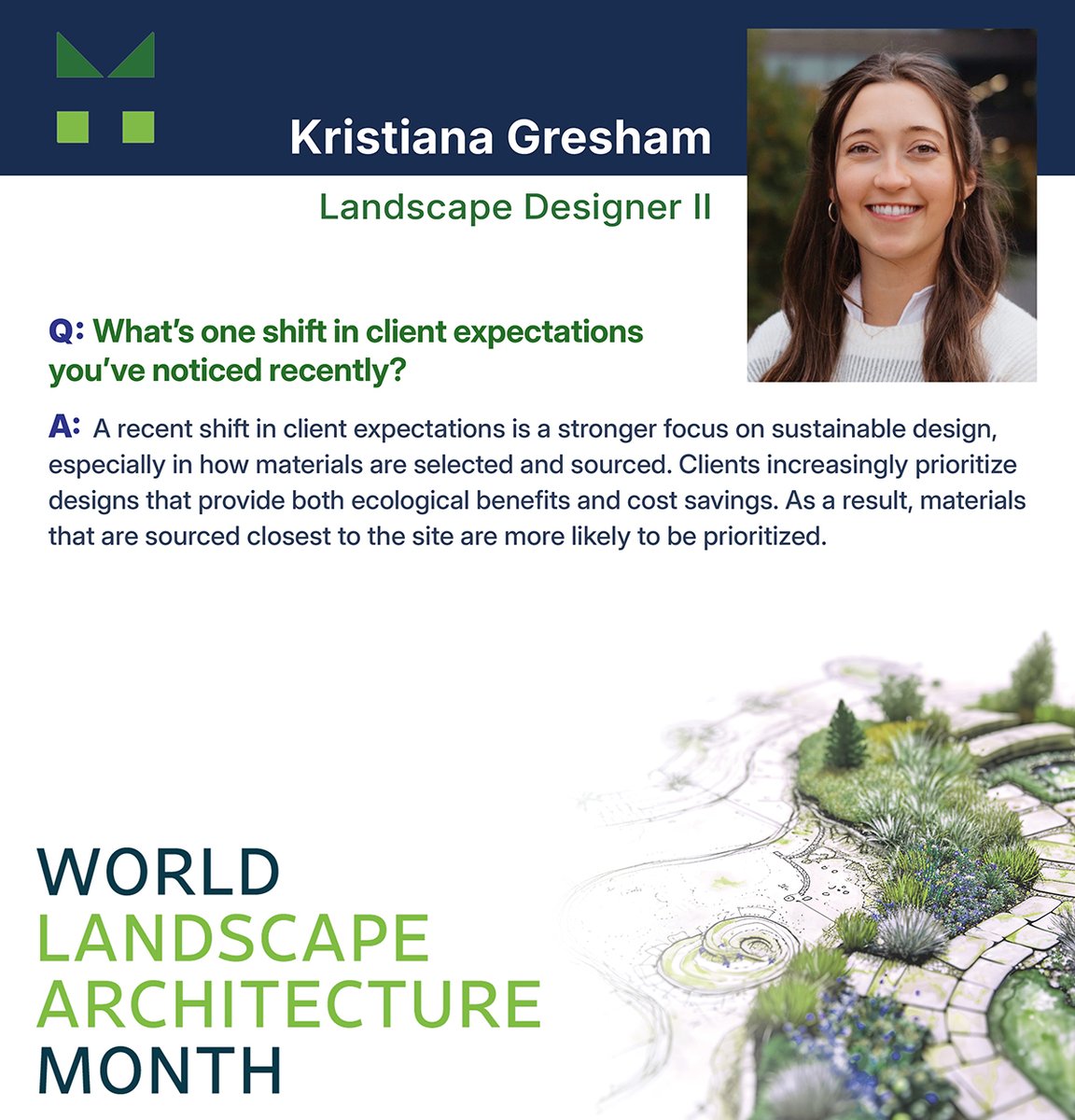 In celebration of #WLAM2026, we’re highlighting a shift in client priorities across transportation projects toward more sustainable design. Thoughtful material selection and local sourcing help support environmental goals while delivering long-term value.  #SustainableMaterials