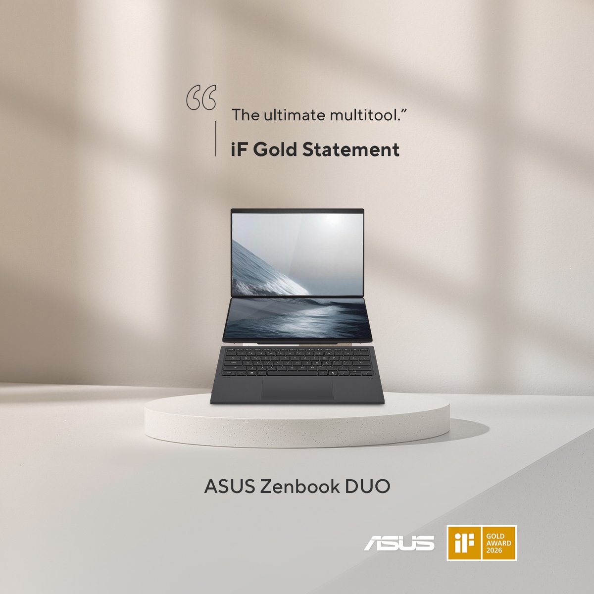 ASUS's tweet image. From over 10,000 entries worldwide, only a few stand out. 🏆
#ASUS #Zenbook DUO takes home the iF Design Award Gold, one of the highest honors in design.

#DesignYouCanFeel