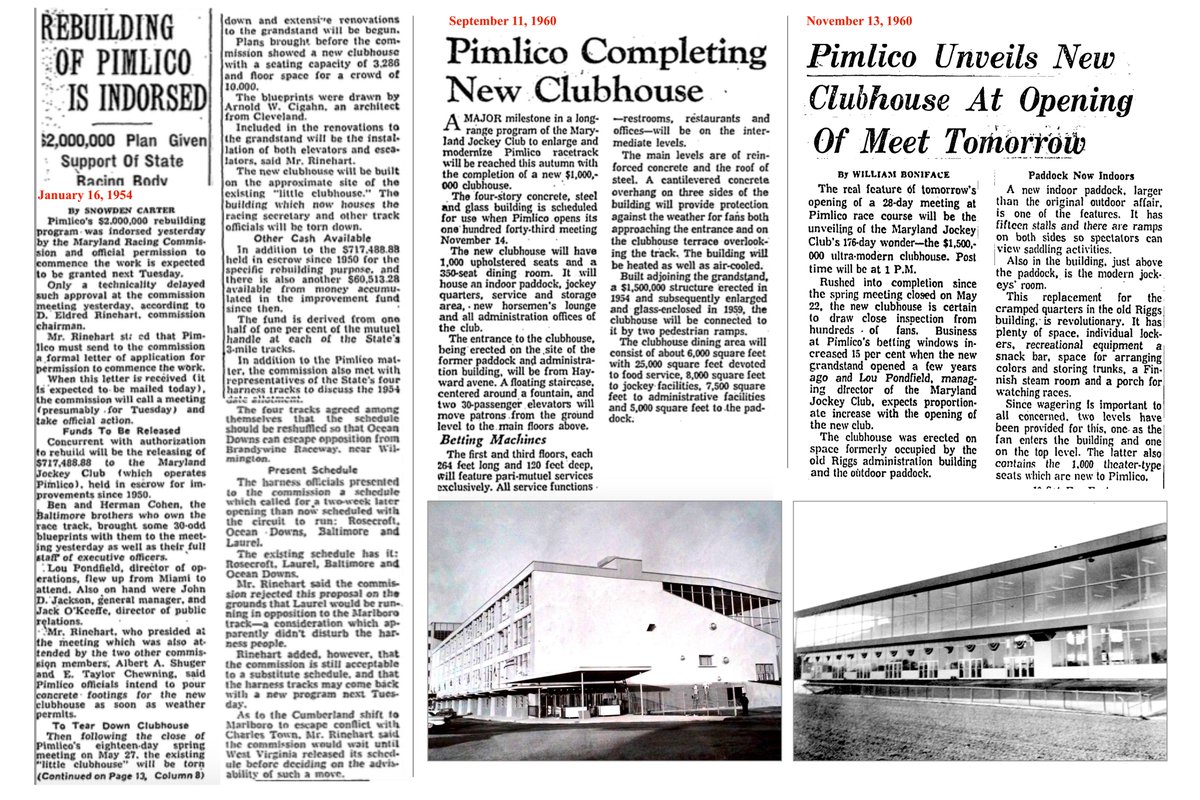 52ShadesOfHay's tweet image. For anyone interested, when they built the #Pimlico clubhouse that was just demolished it was completed incl. demo of other buildings between the spring and fall meets in 1960. They started demo on Pimlico after the 2025 Preakness. This is a photo of recent progress. #KeepnItReal