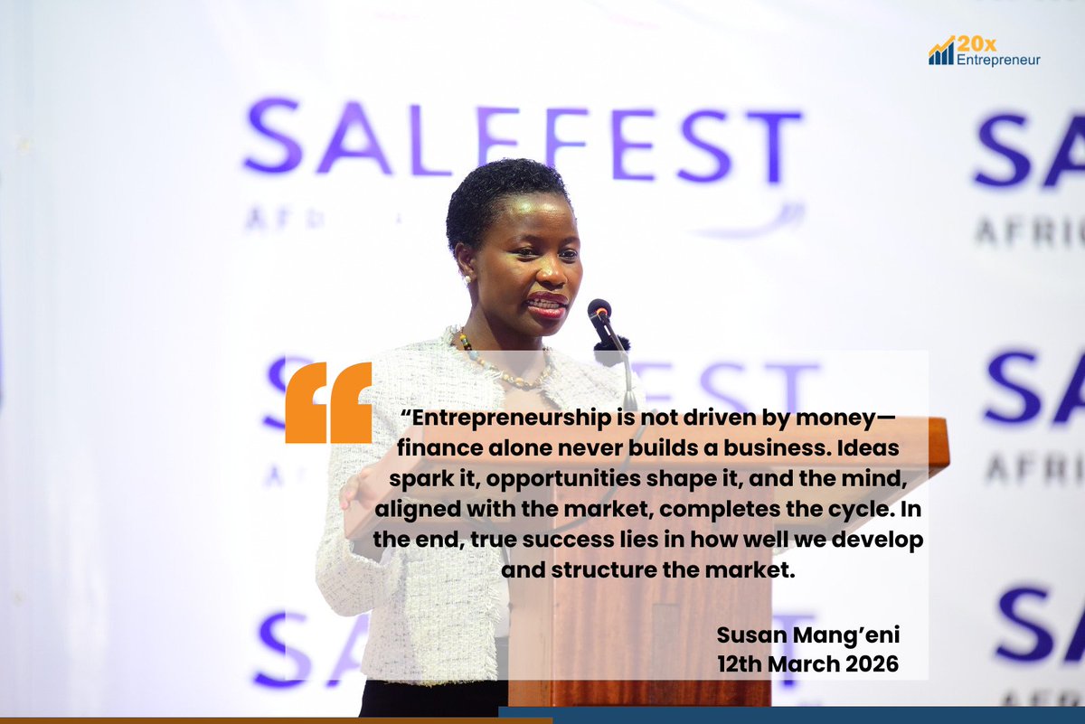 20xEntrepreneur's tweet image. Ideas start it.
Structure sustains it.
— Susan Mangeni

That’s where 20X comes in. 🚀
#20X #Entrepreneurship #MSME @pssusanmangeni