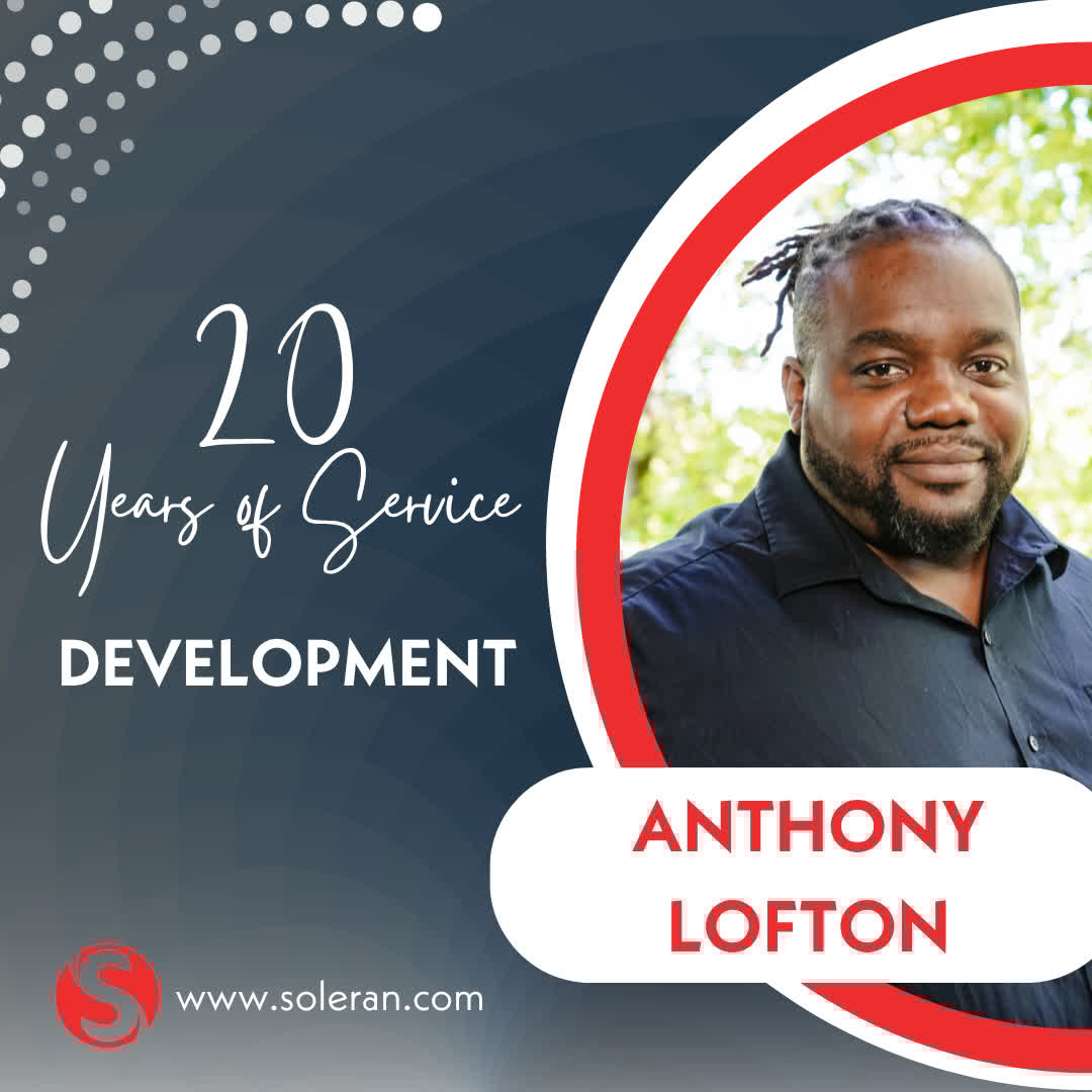 soleran's tweet image. 🎉 Celebrating Anthony Lofton—20 years at Soleran! 🙌
As a CTO, Anthony helps build every Soleran solution from the ground up—coding, designing, and strategizing to power our healthcare facility mgmt software.

#softwaredevelopment #soleran #soleranhealthcare #WorkAnniversary