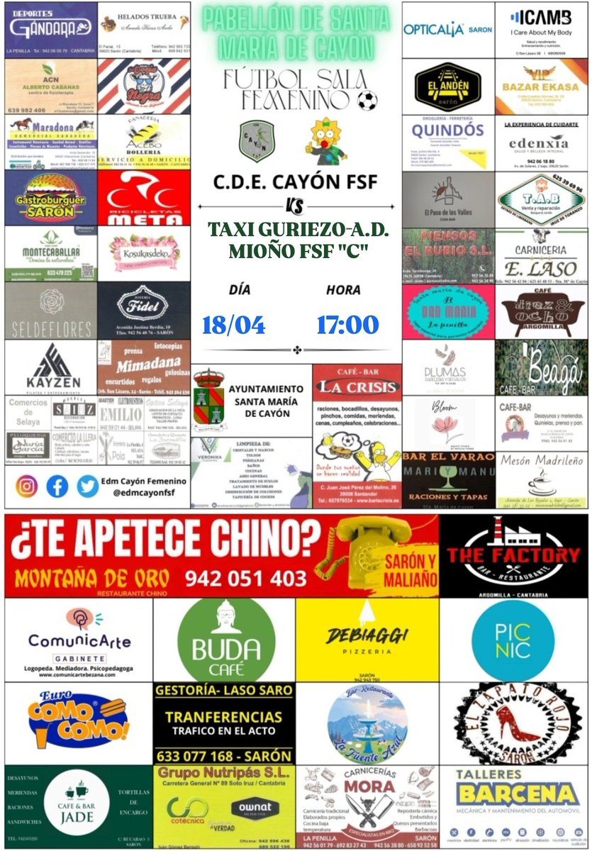 edmcayonfsf's tweet photo. LIGA AUTONÓMICA FEMENINO SALA

🟢JORNADA 20🟢

🗓 Sábado 18/04
🕔 17:00 h.
⚽ C.D.E. Cayón Fsf 🆚️ Taxi Guriezo-A.D. Mioño Fsf "C"
🏟 Pab. de Santa María de Cayón

🥁 ¡Os esperamos! 🥁

#vavava123Cayón
#VamosNiñas #123Mati 💪⚽💚#FutsalFemenino #FutsalFem #CantabriaFutsal https://t.co/3Iwox74thb