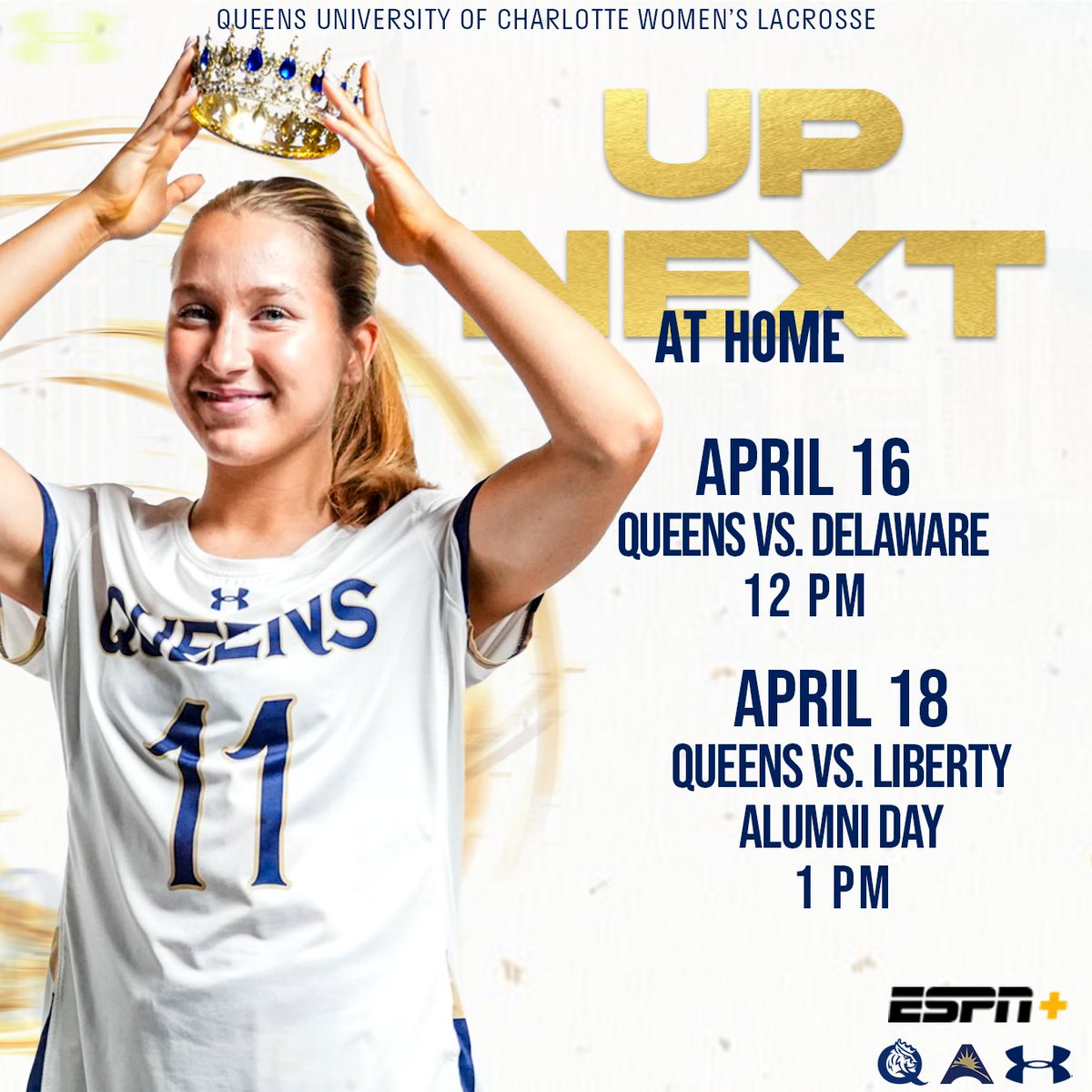 queenswlax's tweet photo. Closing out the regular season with two games at home this week.

#RoyalsRise | #QUeenCity | #ALLIn https://t.co/IF9pF7bphk