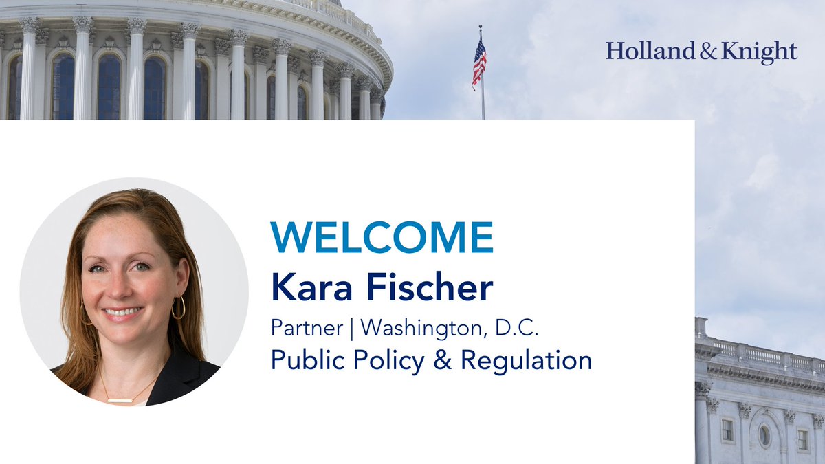 Holland_Knight's tweet image. We are excited to welcome Kara Fischer to our #PublicPolicy &amp;amp; #Regulation Group in #WashingtonDC, further strengthening our #transportation, #infrastructure and #emergingtechnology teams. With senior leadership experience in both the U.S. Senate and the Department of