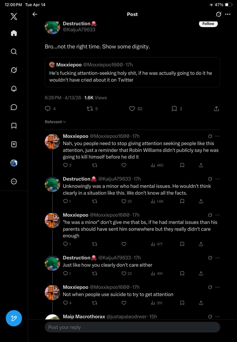 If everybody sees this dude just block him, he’s actively supporting and making fun of unknowingly potentially having committed self deletion sing shit that isn’t true