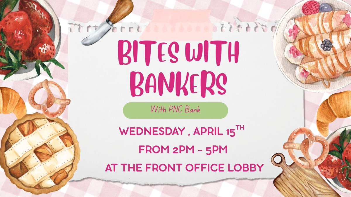 ModeraSixPines's tweet photo. Stop by tomorrow for a bite and a chat! 🍓
We’re teaming up with PNC Bank for an afternoon of treats and helpful financial tips. See you in the lobby! https://t.co/w9EuOs4vsf