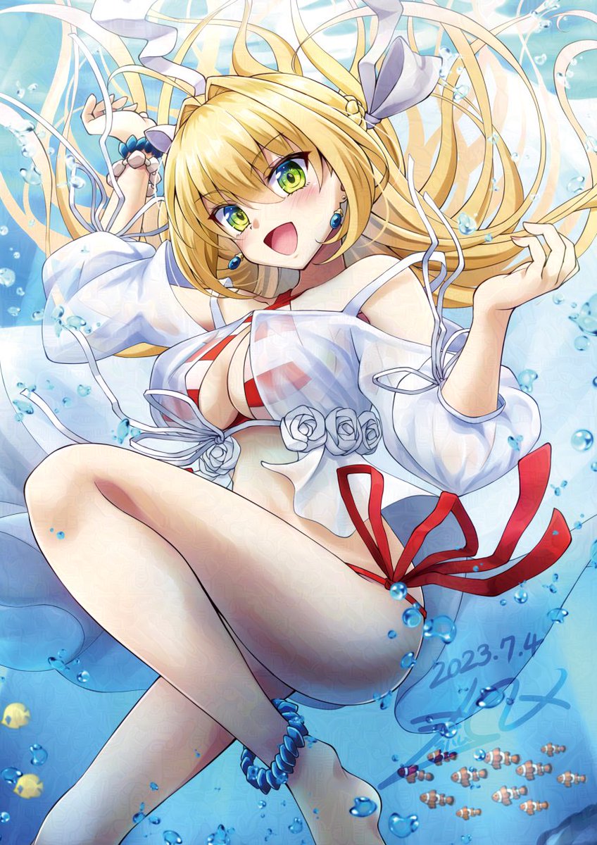 #自分の絵をCMYKにするとこうなる

←RGB CMYK→

夏のイラストだとさすがにCMYKの影響大きく出てきちゃうのよね……それもあるから、青を綺麗に使える人はホントすごいと思う🤔 