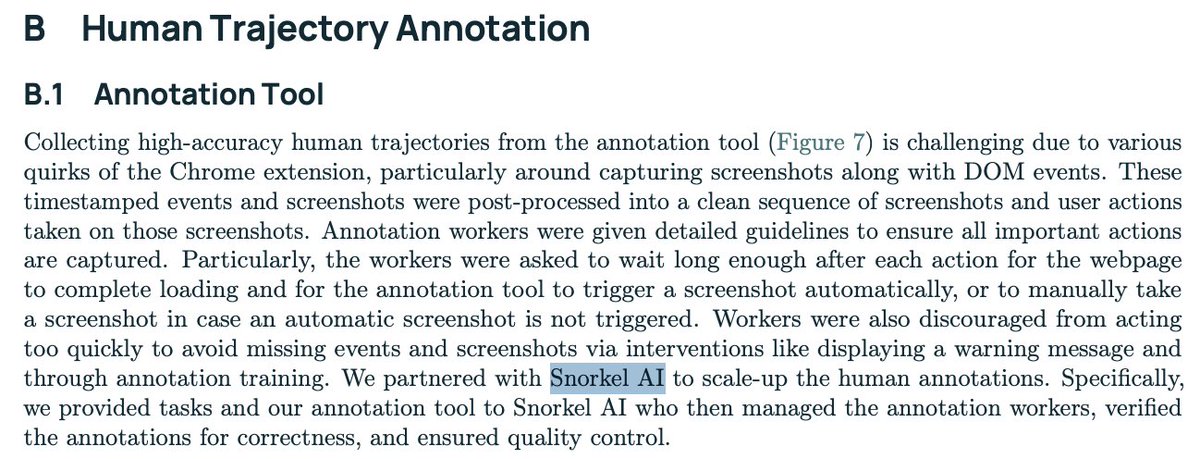Web agents are getting increasingly capable. Excited that our team <a href="/SnorkelAI/">Snorkel AI</a> partnered with <a href="/allen_ai/">Ai2</a> on MolmoWeb where we managed the human trajectory annotations, verified correctness, and ensured quality control for the training data.
Blog: allenai.org/blog/molmoweb