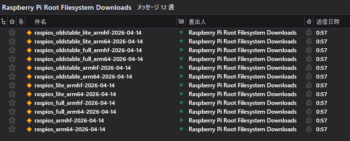 tsukitsuKiss's tweet photo. #RaspberryPiOS の更新情報が来ていました。
あらためて見ると、バリエーション豊富ですね。
[64bit, 32bit] * [Legacyかどうか] * [無印, Full, Lite] https://t.co/R7UXmq79Ww