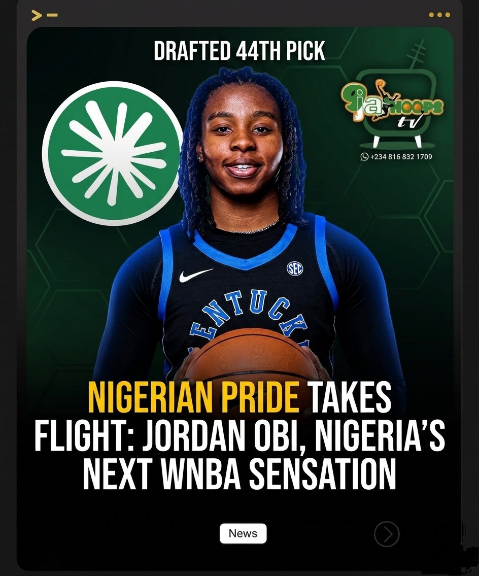 🚨 DRAFT ALERT: JORDAN OBI JOINS LAS VEGAS ACES 🇳🇬

Jordan Obi goes 44th overall to the in the WNBA Draft.

From history-maker to standout at , she brings toughness, consistency, and winning habits.

Another proud moment for Nigeria 🇳🇬.

#9jahoopsTv #9JahoopsMedia #9jahoopsNews