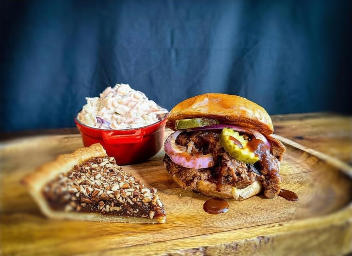 It's National Pecan Day! Pecan Pie goes great with our Brisket Sandwich