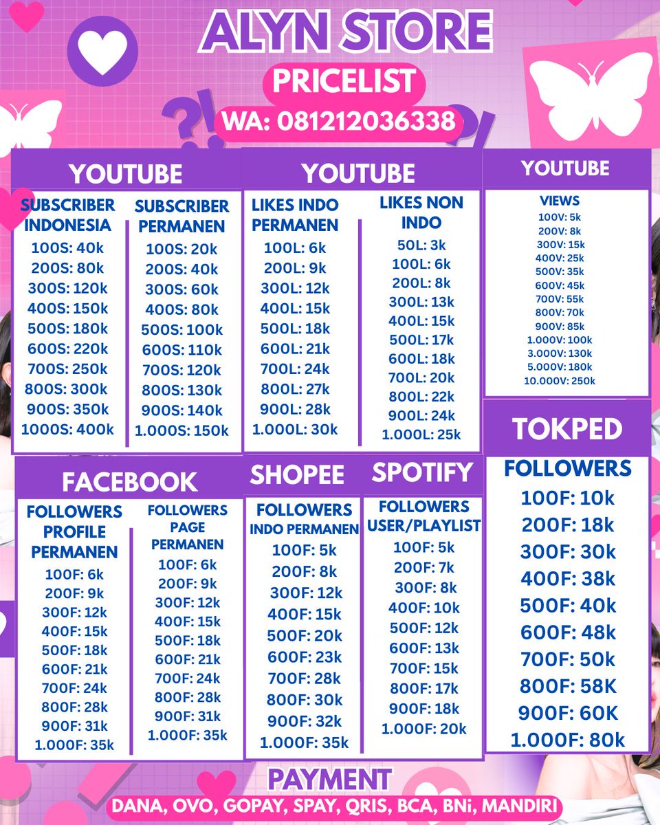 Alyn || jual followers, likes, views dkk tweet media