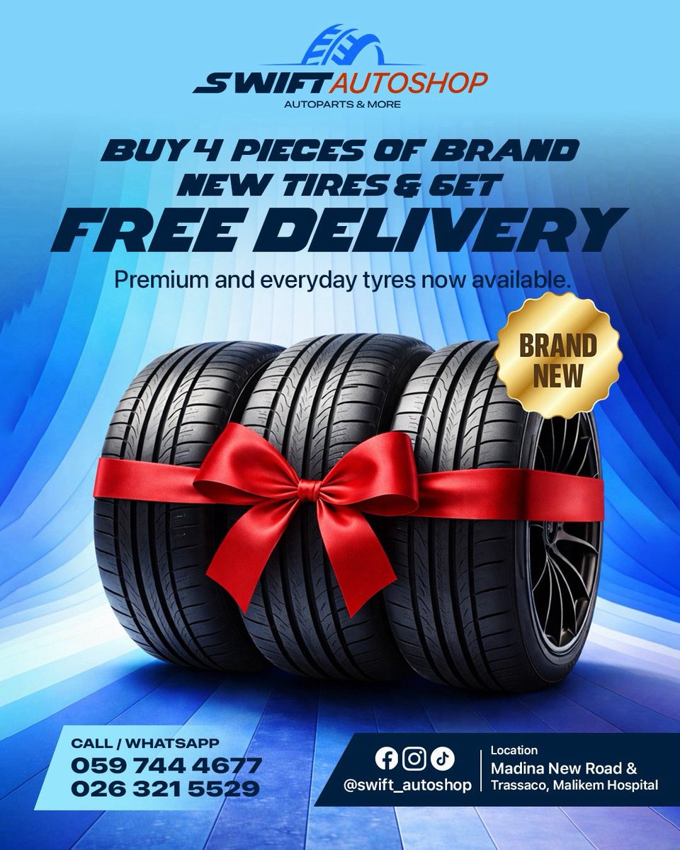 Joycejames__'s tweet photo. Please, I sell brand new tires. As a vehicle owner &amp; fleet manager, I understand the importance of buying affordable but quality autoparts that won’t break your back. I have more autoparts incoming but for now, kindly buy all your brand new tires from me 🙏🏻
📱 0597444677 https://t.co/4k4Up80XvC