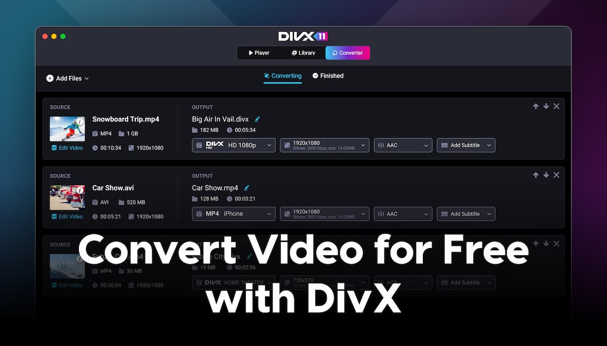 DivXLLC's tweet photo. "My video won't play on my ______!" Take control of your video with free DivX 11 Software and convert videos to play anywhere. 

https://t.co/BubGZbewD6 https://t.co/DScfXktjQr