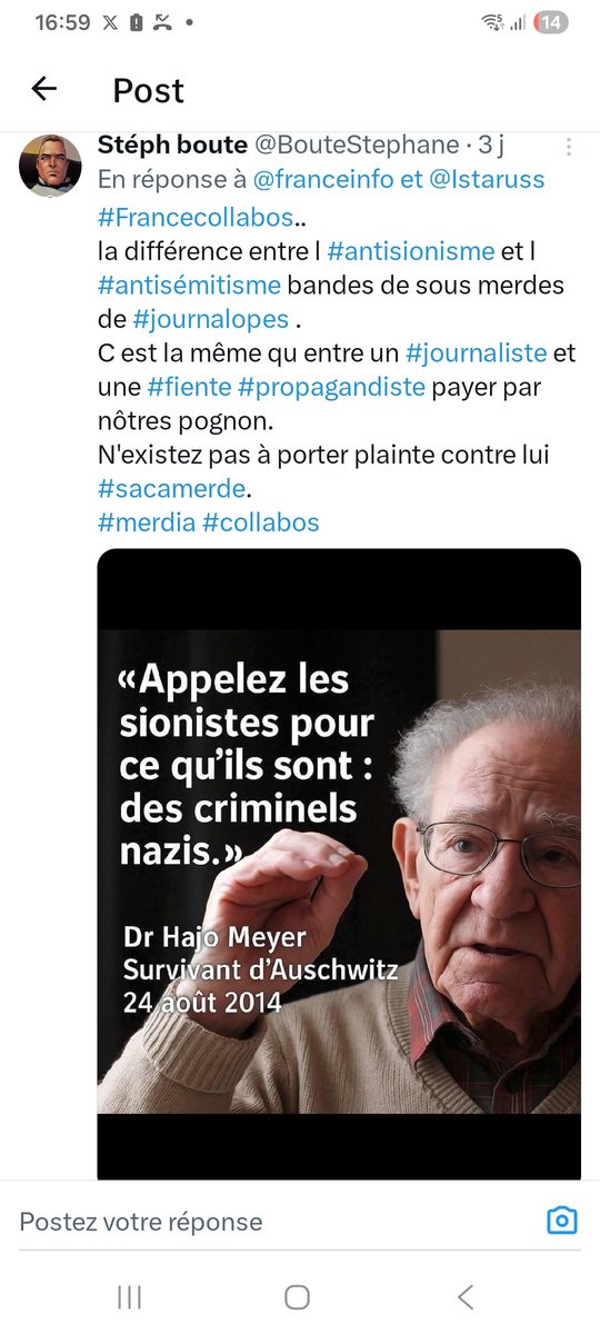BouteStephane's tweet photo. @LCP @DeputesDem @perrinegoulet #Normal...
Je n ais absolument aucun point communs avec les #Sionistes, quelque soit le pays d origine de ces #adeptes d une #secte #apocalyptique #Genocidaires..
Et en temps que #Français c est là une de mes plus grande #fierté... https://t.co/aXT9xAQv36