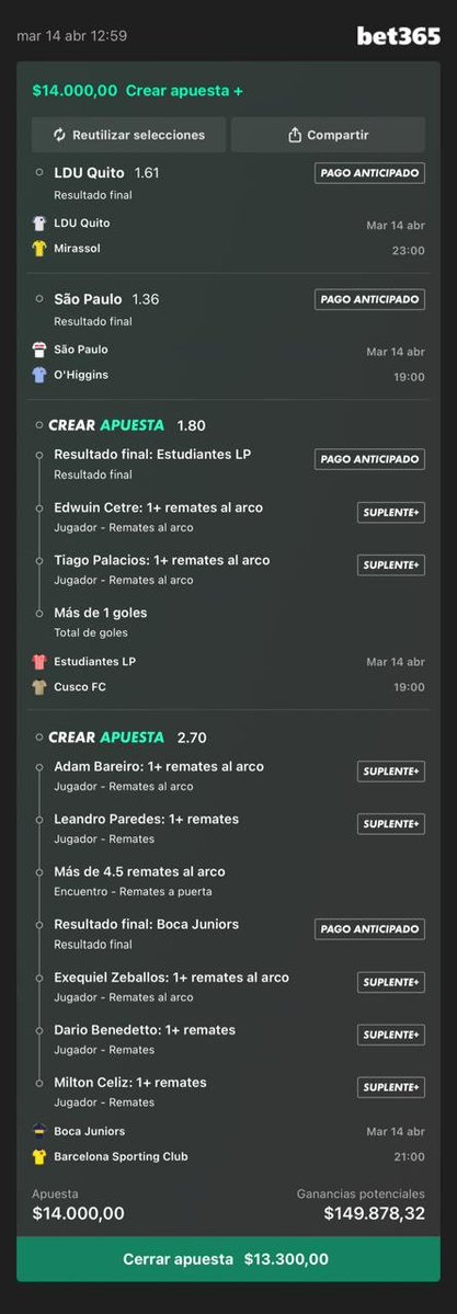 CombiWarrior's tweet photo. COPA LIBERTADORES 🏆

Nivel Fácil / Intermedio 🟢🟡

Cuota: x11.04 💸

Bastante facil, recordemos que la Libertadores es peligrosa. ⚠️

Una pena que no podamos poner nada sobre las Tarjetas 😞 https://t.co/JwBs8gr9Lp