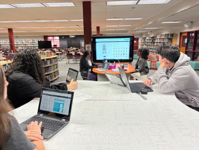BCPSInnovates's tweet photo. Mrs. Haneski @MSDlibrarymedia had a visit from @Adobe! Using Classrooms she set up a Poetry Month activity. While students can’t use AI yet, she used their words to generate images &amp; shared them via Adobe Express - watching them create their poems in real time! ✨ #BCPSInnovates https://t.co/YLbO5giojP