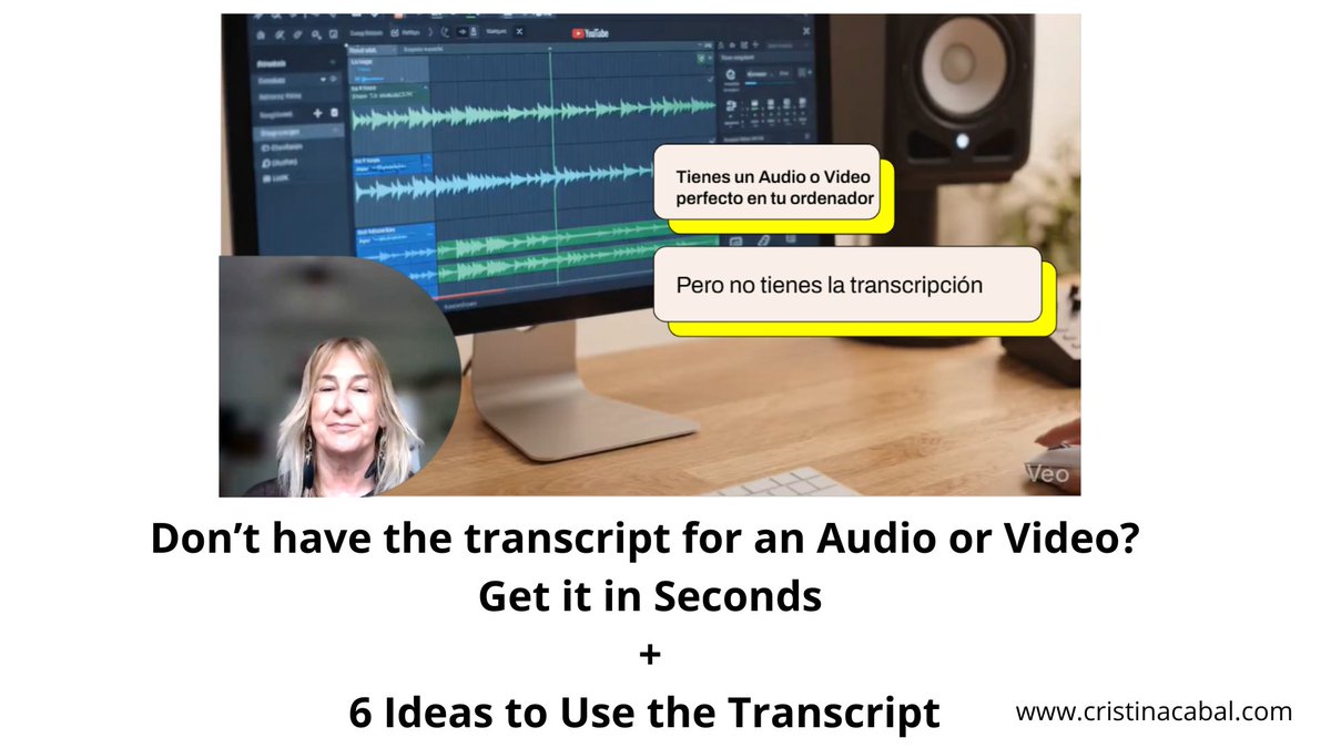 blogdecristina's tweet image. You have the perfect audio or video, but bummer!!!! No transcript and you really need it. Let me help you get the transcript: Easy, Quick. Free and yes, using AI. cristinacabal.com/?p=16611 #videotutorialavailable