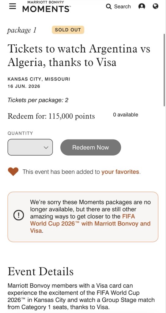uscs04's tweet photo. @MarriottBonvoy how convenient it asks if your still browsing then loads sold out.  

No shock here but off to the resale market to support Algeria. https://t.co/prnvvcbJDH