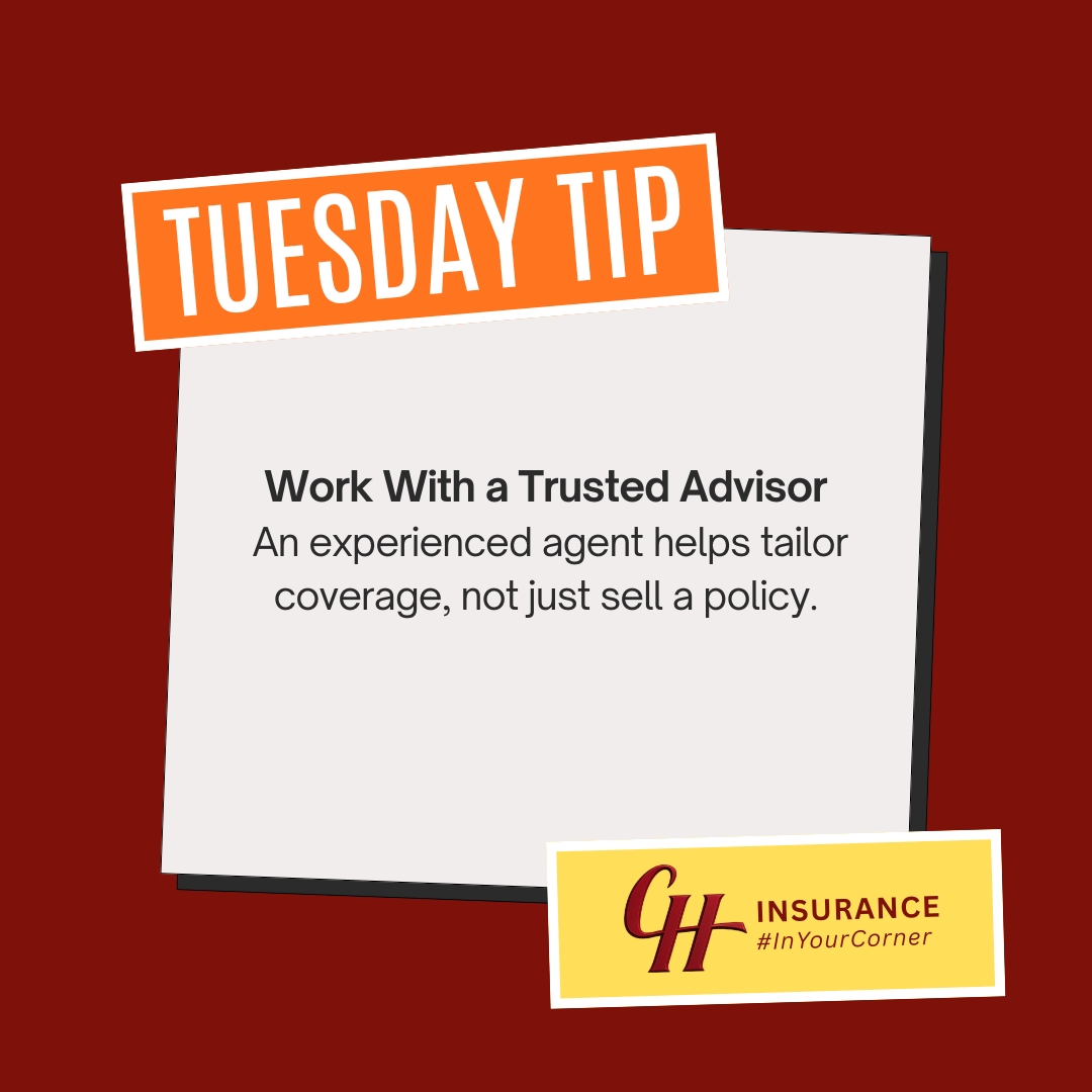 CH_INS_AGENCY's tweet image. Tuesday Tip: Work with a trusted advisor who understands your unique needs—not just your policy. The right guidance makes all the difference when it comes to protecting what matters most.

#InsuranceTips #TrustedAdvisor #RiskManagement #CoverageYouCanCountOn #InYourCorner