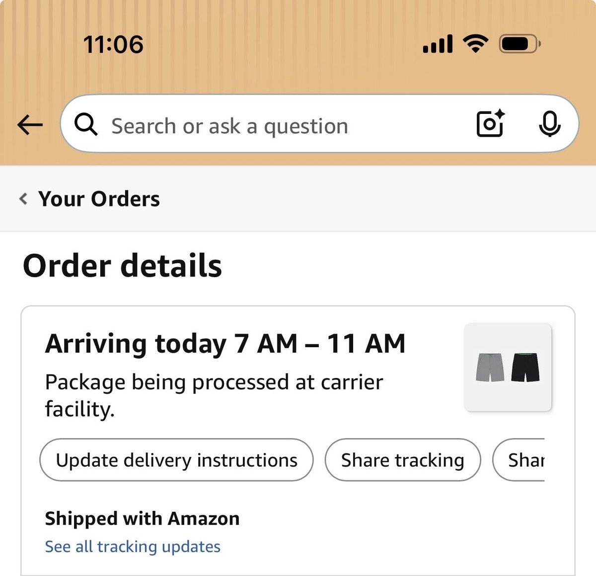 barefootapptce's tweet photo. Now 5 for 5 and today we will find out if we are 6 for 6 with @amazon overnight or same day delivery NOT actually delivering in their window.  Why offer a service if you can’t do it?  Not even out for delivery yet. https://t.co/YyNKRCjX6v