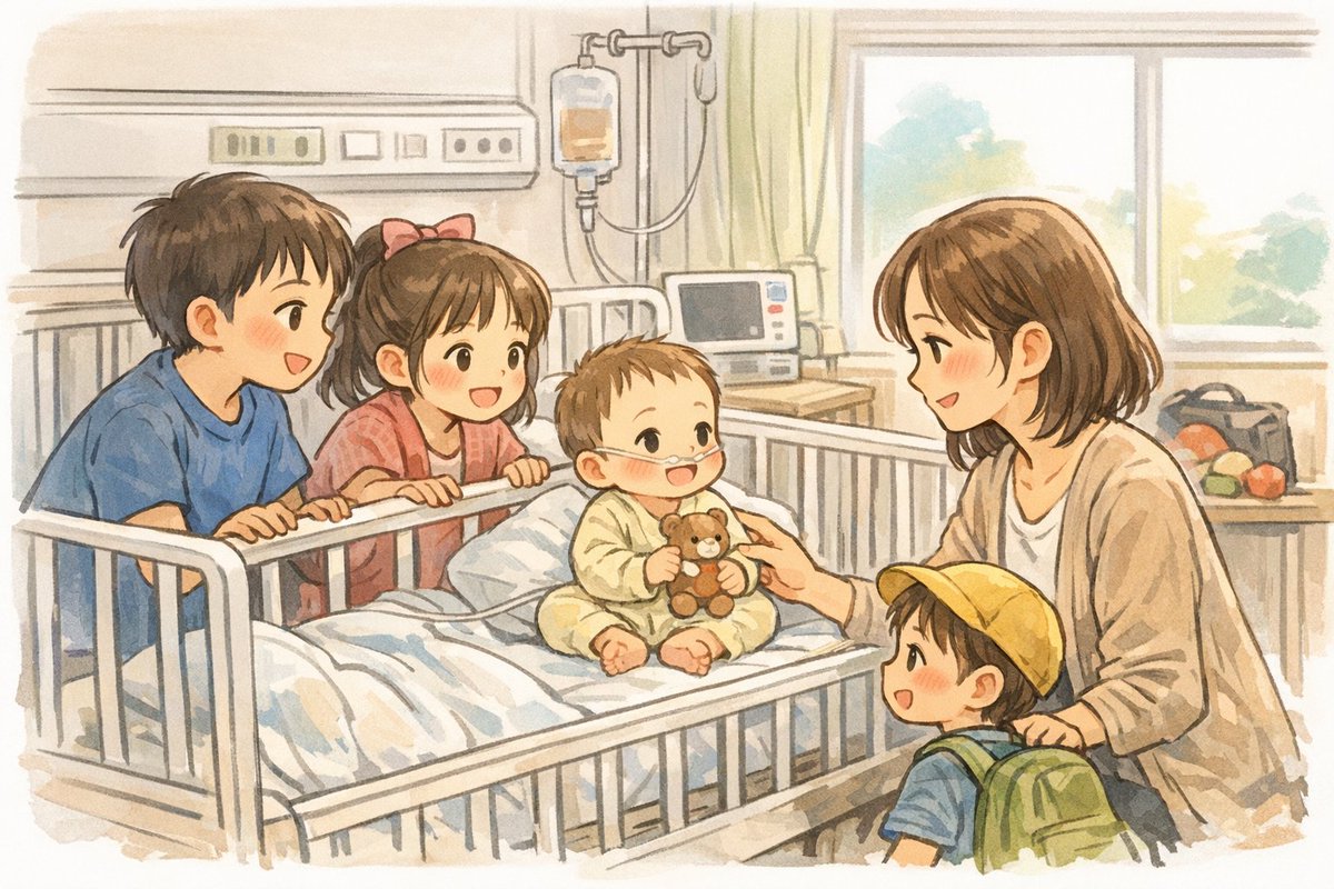 Yochan_22's tweet photo. あの頃の話。

まだ1歳になる前の末っ子が、
毎月入院してた頃。

末っ子は病院、
次男と長女は幼稚園、
長男は小学校。

今思うと考えられないけど、

当時は面会のたびに
子ども全員連れて病院に行ってた。

待っていられるスペースがあったから、
みんなで一緒に。

それが毎月。

車もなかったから、移動はタクシー。

行くだけでお金がかかって、
正直きつかった���

そんな生活の中で、

「働きたい」って気持ちが
どんどん大きくなっていった。

でも、

外に働きに行くのは難しい。

だから余計に、

「どうしたらいいんだろう」って
ずっと思ってた。

今思うと、

“在宅で働く”って選択を知らなかったら

きっと10年経った今も
同じこと思ってたんだろうなって。

知らないって、それだけで選択肢なくなるんだよね。