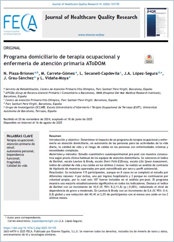 JHealthQualityR's tweet photo. 📰 Home-based occupational therapy and primary care nursing program
✏️Original by N Plaza-Briones et al in the @JHealthQualityR #RevistaSECA #JHQR
👉 https://t.co/XMuA33lU2t
✅ #QualityHealthcare #OccupationalTherapy #PrimaryHealthCare #PersonalAutonomy #FunctionalStatus #Frailty https://t.co/iHtxZkzNqm