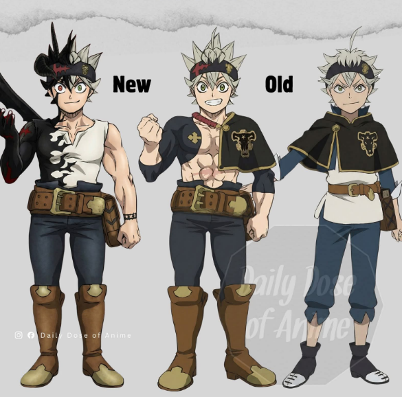 The evolution of Asta’s character design from 2017 to 2026, illustrated ...