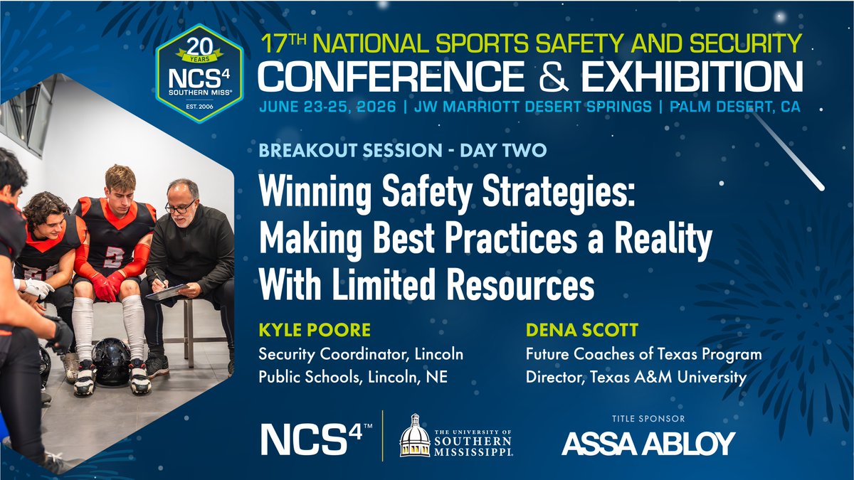 NCS4usm's tweet photo. Join Kyle Poore and Dena Scott as they lead a breakout session titled “Winning Safety Strategies: Making Best Practices a Reality With Limited Resources” at this year's conference.

Be sure to register before the early-bird deadline tomorrow,  to save $$$.
https://t.co/v3NtrIG2Gb https://t.co/Gby5wJJ7IE