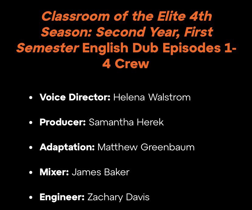 Ctlovesanime's tweet photo. COTE is back in session.
Welcome back to the dub cast and congrats to @reshelmae_wav, @anime_brother, @tbirdlizzy, @morganlaure, @RyanNegronVO, & #JackBroadbent for joining the class.
@justinbriner @FeleciaAngelle @HelenaWalstrom @AlexMooreActor @marchimark @SarahWiedenheft 🎉🔥 https://t.co/pRGHqLyMo7