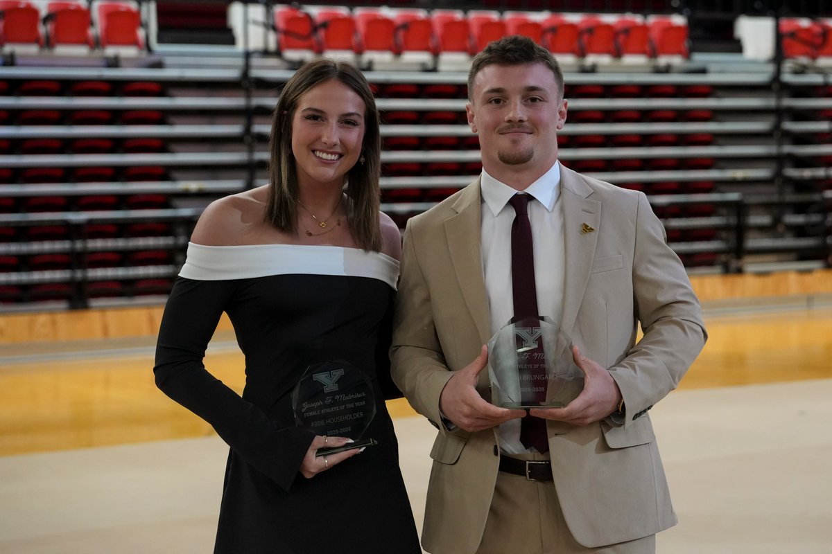 YSUsports's tweet image. Congratulations to Abbie Householder (@YSUVolleyball) and Beau Brungard (@ysufootball) on being named the Joseph F. Malmisur Athletes of the Year at last night's Scholar-Athlete Banquet! 🙌

#GoGuins