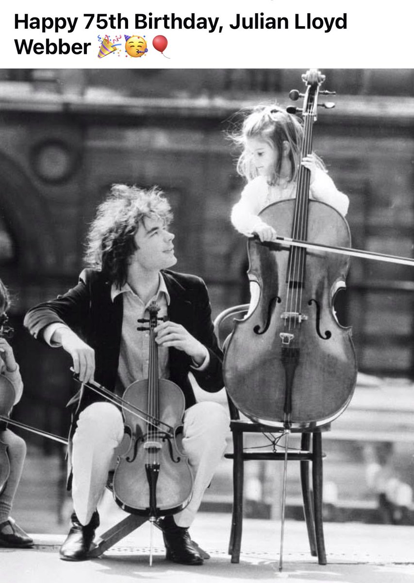 playinglesshurt's tweet image. Good morning. Sending birthday greetings to cellist, teacher, and conductor Julian Lloyd Webber on his 75th birthday. #music #cellists