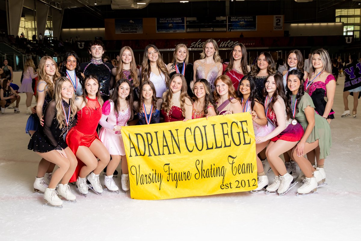 AdrianBulldogs's tweet photo. The Adrian College figure skating team earns two individual National Champions along with a sixth-place finish at the National Intercollegiate Finals in Utah

RECAP--https://t.co/ROKzDefpwo

#GDTBAB https://t.co/3H9AlAo7Aj