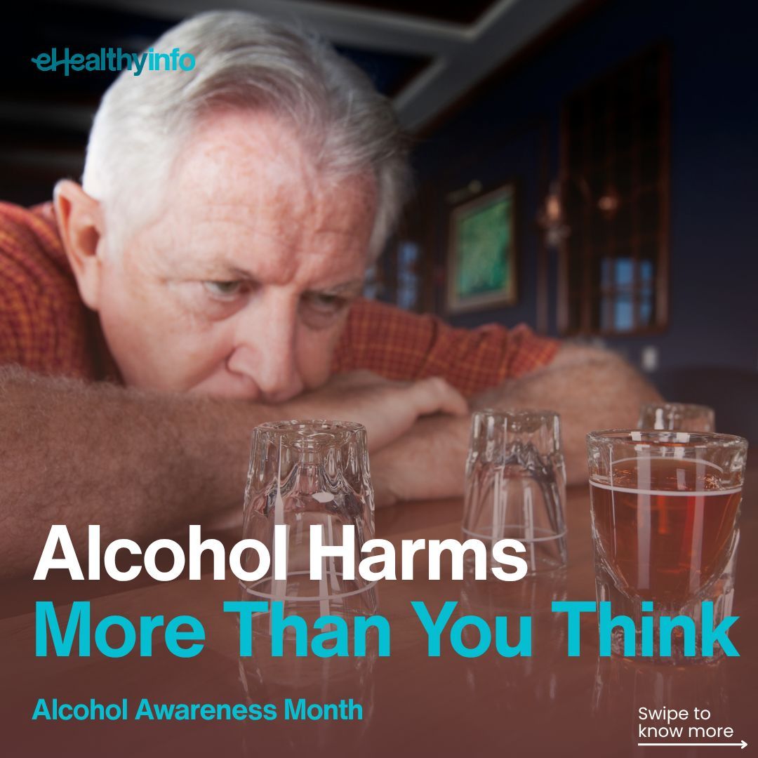 EhealthyInfo's tweet image. Alcohol Awareness Month
Alcohol affects the brain, liver, heart, and mental health.
Even social drinking can carry risk.
Cutting back can improve sleep, mood, and energy.
#AlcoholAwarenessMonth #HealthAwareness #eHealthyInfo