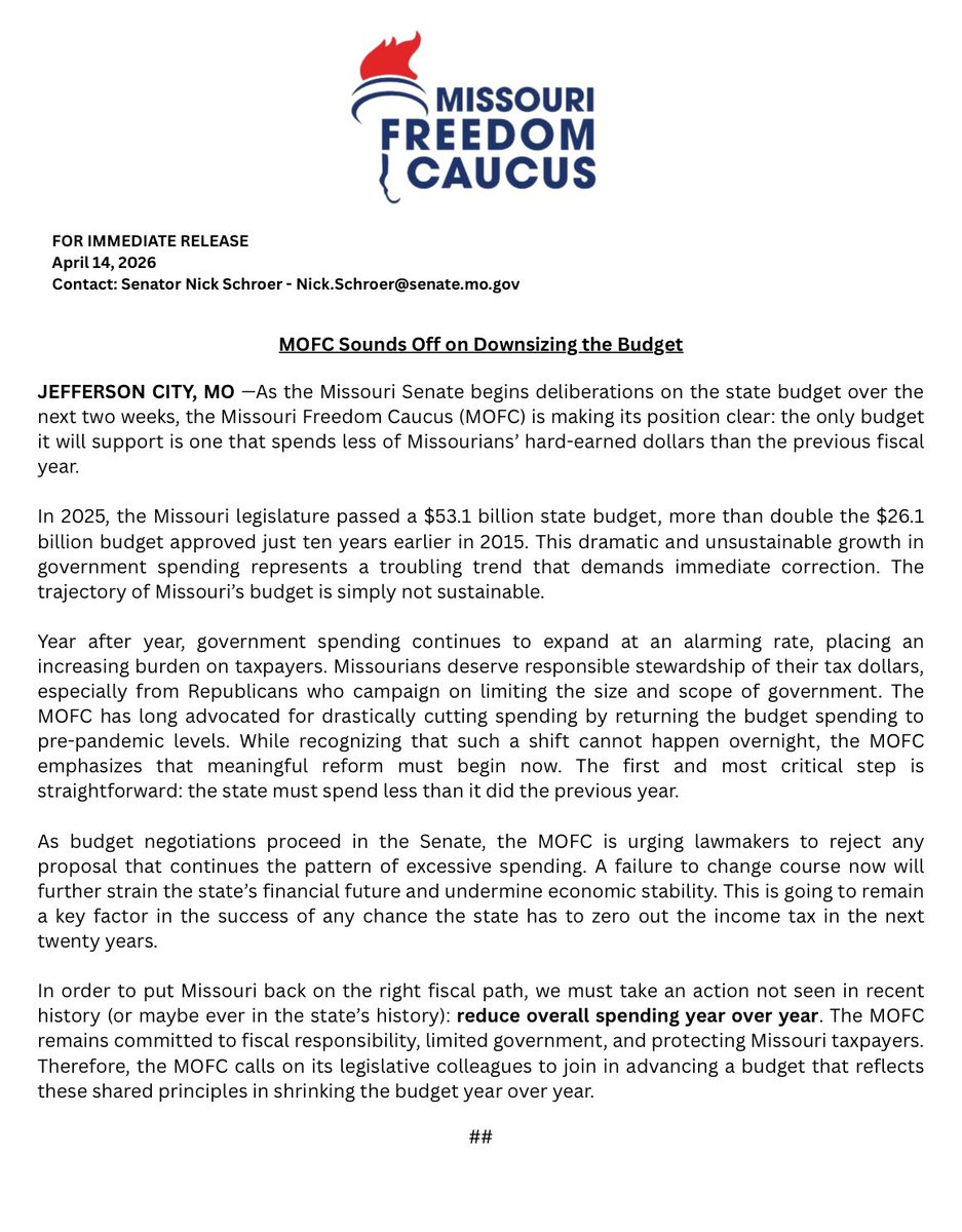 Missouri Freedom Caucus tweet media