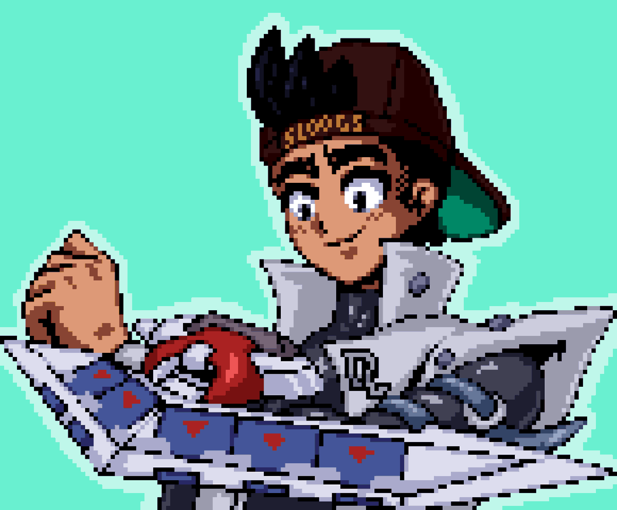 IllusionOfMana's tweet image. A hot minute ago I ran a portrait? Half body? render of art friendo AngryangryD as Seto Kaiba from YuGiOh.

#pixelart #anime #retro #YuGiOh #art #retroanime