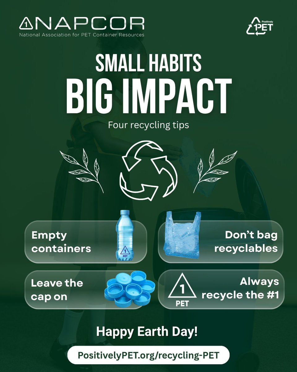 Positively_PET's tweet photo. 🌎Happy #EarthDay! Small habits = big impact.♻️If you see the #1 in the △, it’s PET: recycle it. PET is 𝐦𝐚𝐝𝐞 𝐭𝐨 𝐛𝐞 𝐫𝐞𝐦𝐚𝐝𝐞, but only if it makes it into the bin. Small actions create a circular economy: https://t.co/LsSDvdHkvQ
#RecycleThe1 #OurPowerOurPlanet https://t.co/IhpeWcVeMD