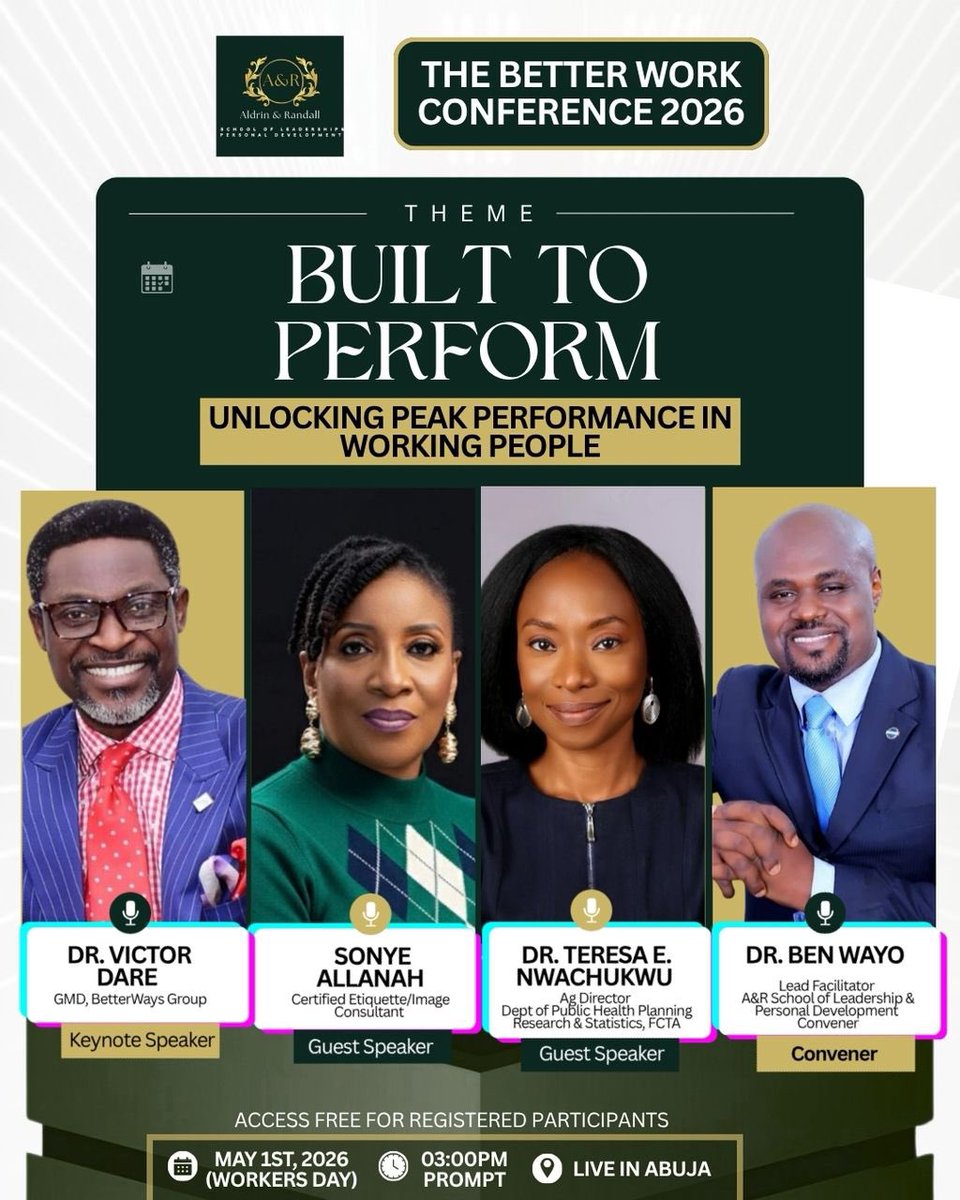 wayobenjamin's tweet photo. THE BETTER WORK CONFERENCE ALSO COMES WITH THE OFFICIAL BOOK LAUNCH OF MY NEW BOOK!

On the 1st of May (Worker’s Day &amp; my Birthday), I will be convening the BETTER WORK CONFERENCE 2026 as well as officially Launching my new Book, 
‘WORK LIKE A FOOL UNTIL THEY KNOW YOU ARE WISE’ https://t.co/p1qnAiXoIK