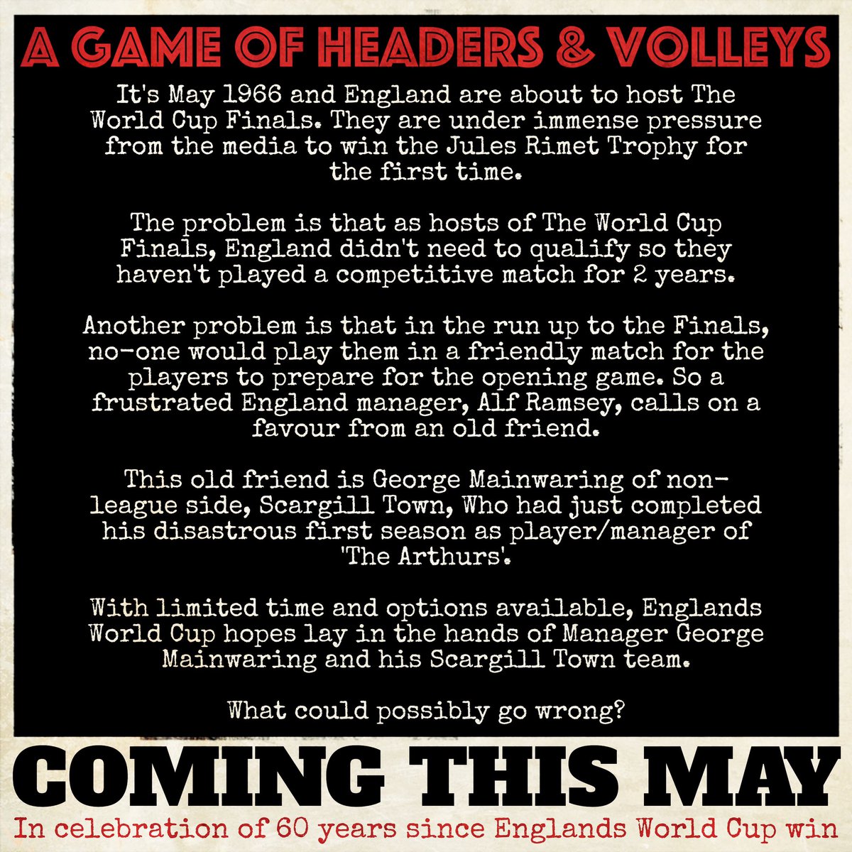 GameHeaders's tweet photo. Don’t forget that in May, in celebration or commiseration of it being 60 years since England won the World Cup, we are doing an Arthurs Army Special. https://t.co/l3xbCr4pNH