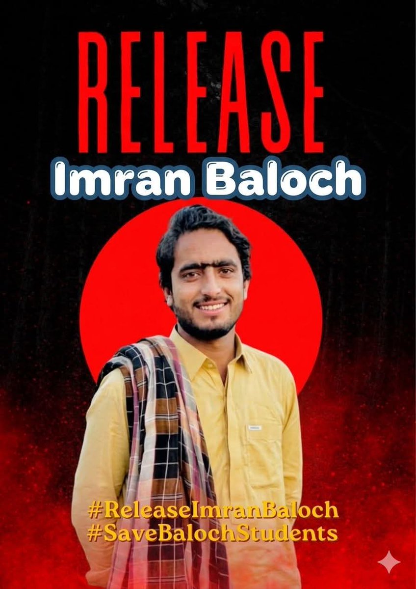 Justice delayed is justice denied. Stand in solidarity with the student community and demanding the immediate safe recovery of Imran Baloch.
#ReleaseImranBaloch
#SaveBalochStudents